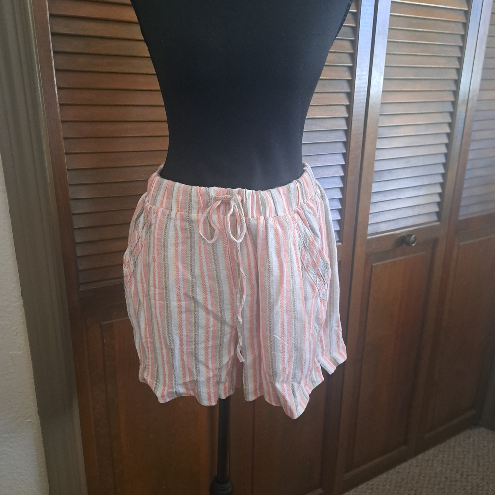 Briggs New York Pink and White Striped High Waist Shorts